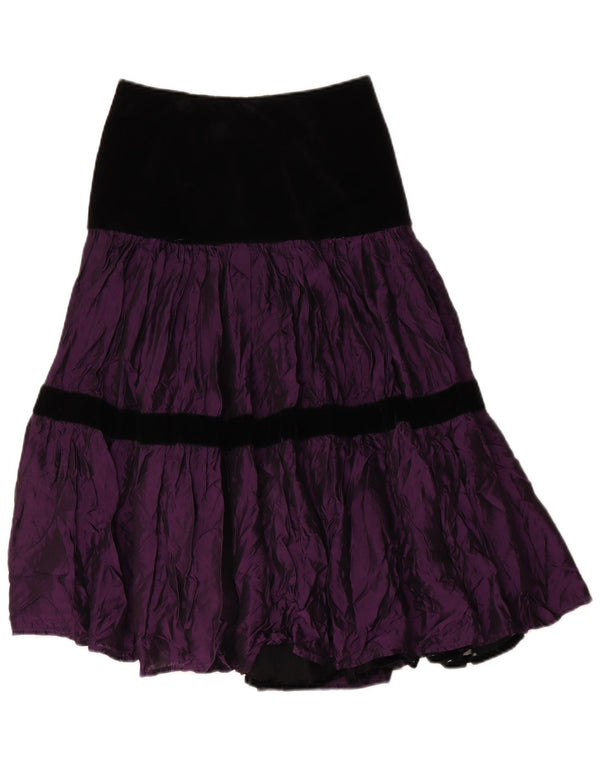Vintage Womens Tiered Skirt IT 42 Medium W28  Purple Colourblock Polyester