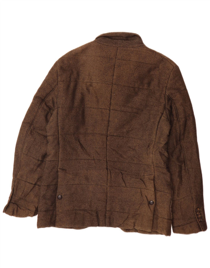 Massimo Dutti Herre polstret jakke EU 48 Medium Brun Flecked Bomuld