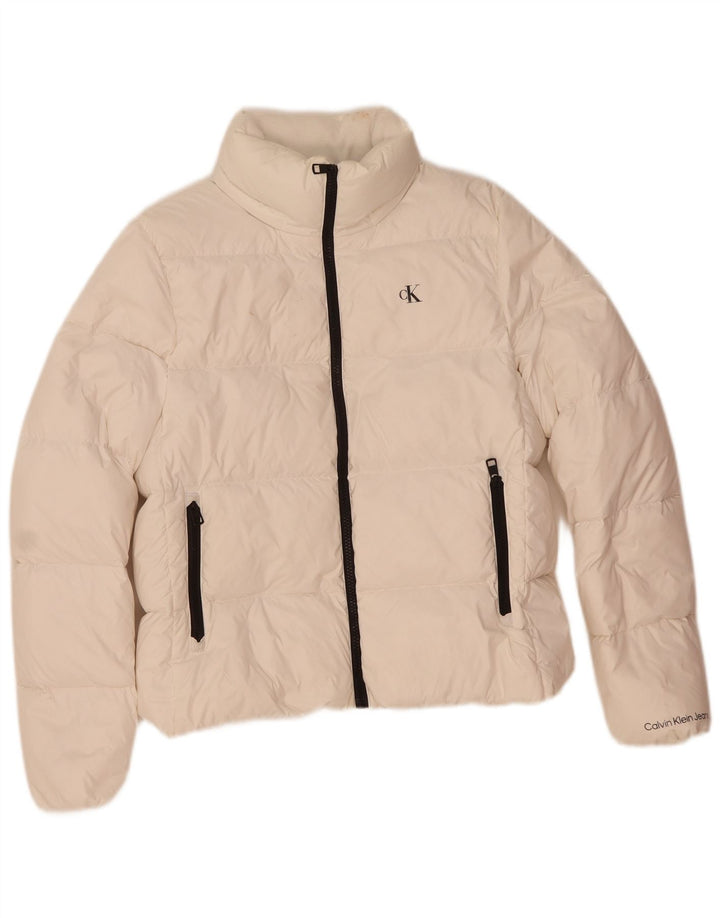Calvin Klein Jeans Womens Padded Jacket UK 10 Small White Polyamide