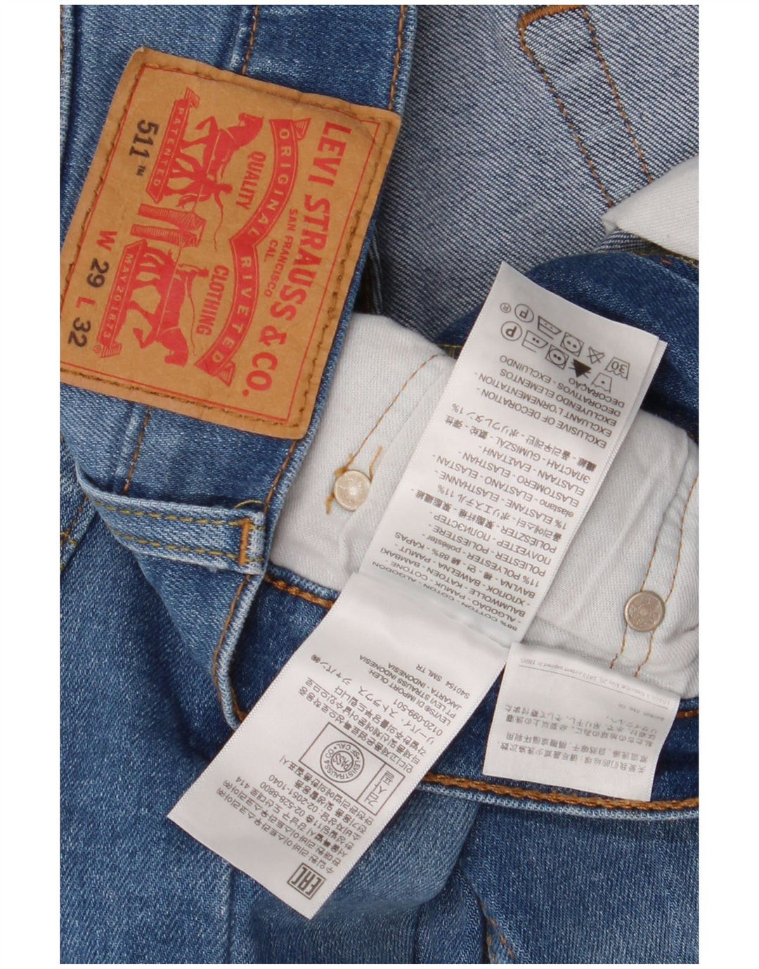 Levi's Mens 511 Slim Jeans W29 L32 kék pamut