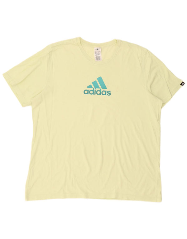 Adidas Mens Graphic T-Shirt Top 2XL Yellow Cotton