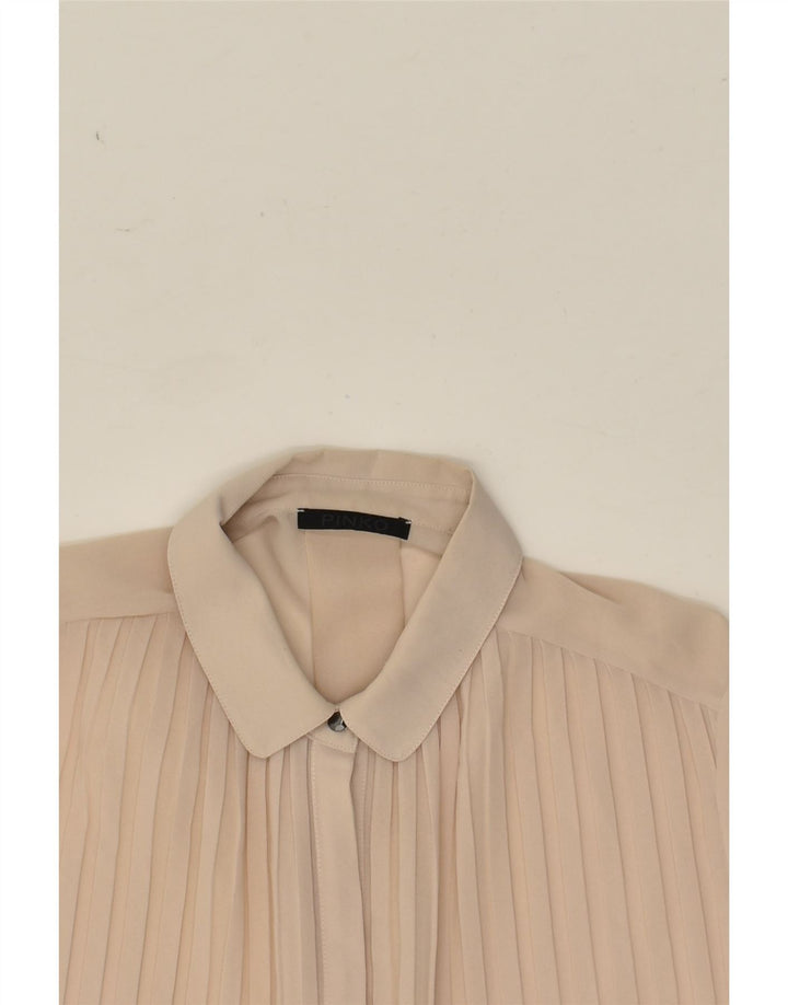 PINKO Womens Oversized See Through Shirt Blouse UK 10 Small  Beige