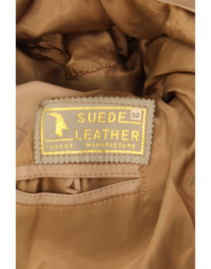 Giacca in pelle vintage da uomo IT 50 grande in pelle beige