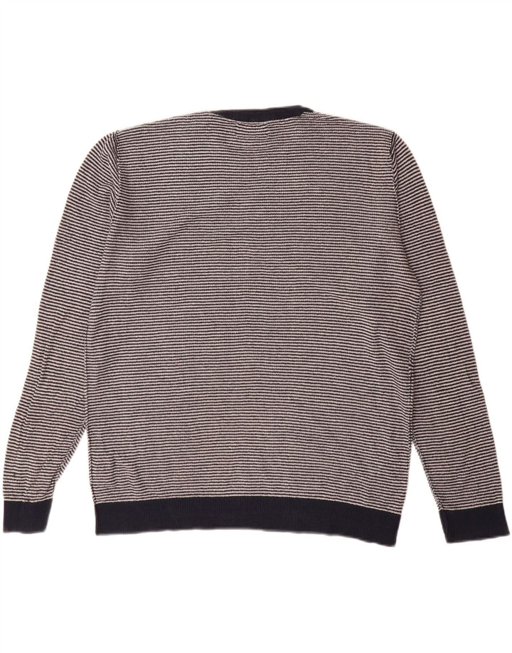 Jack & Jones Mens Crew Neck Jumper Sweater Large Navy Blue Striped