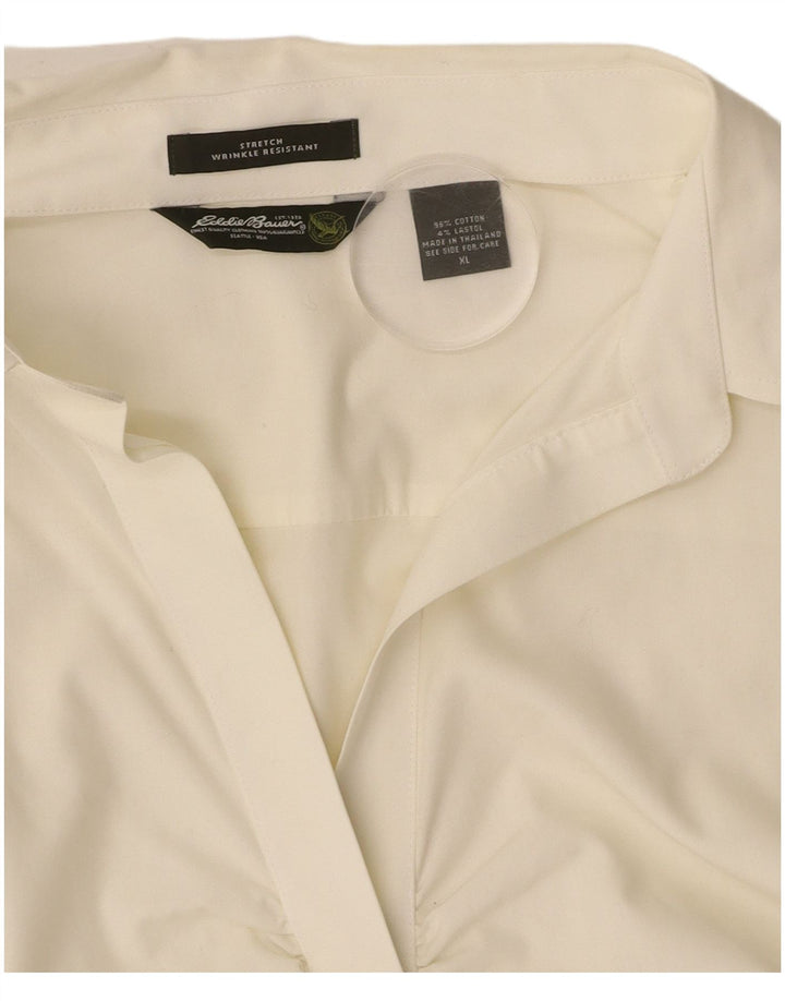EDDIE BAUER Womens 3/4 Sleeve Pullover Shirt Blouse UK 18 XL White Cotton