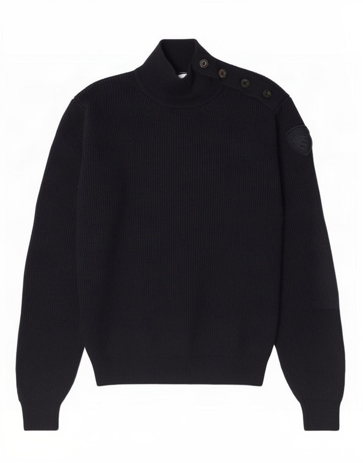 Blauer Mens Turtle Neck Jumper Sweater Medium Navy Blue Wool