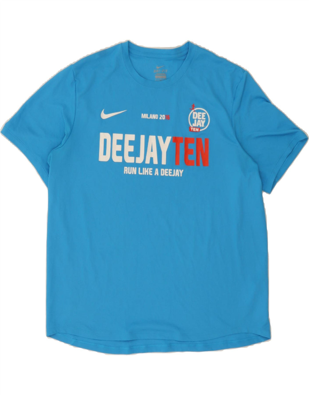 NIKE Mens Dri Fit Graphic T-Shirt Top Large Blue Polyester Vintage Nike and Second-Hand Nike from Messina Hembry 