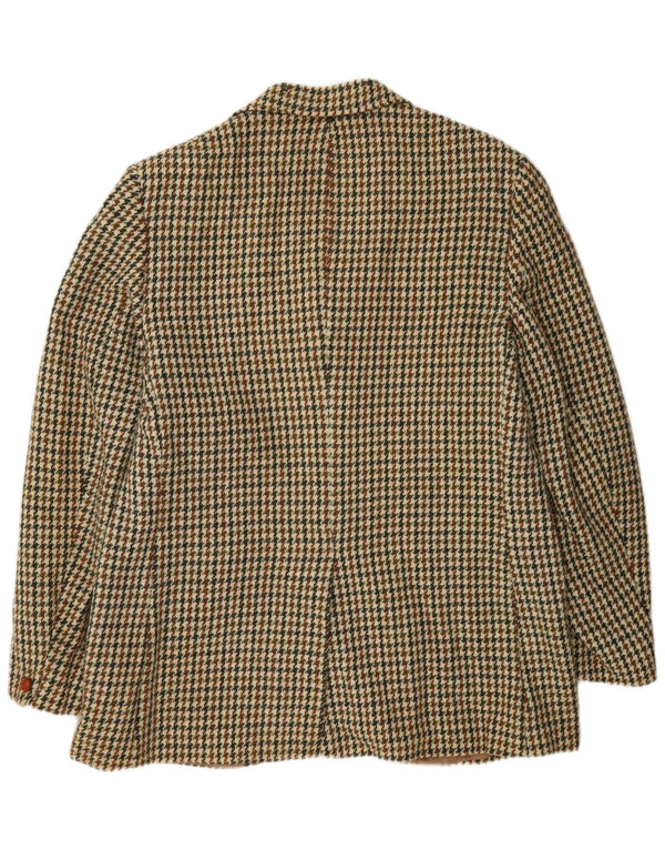 Giacca blazer lunga da uomo Harris Tweed UK 38 pied de poule verde medio