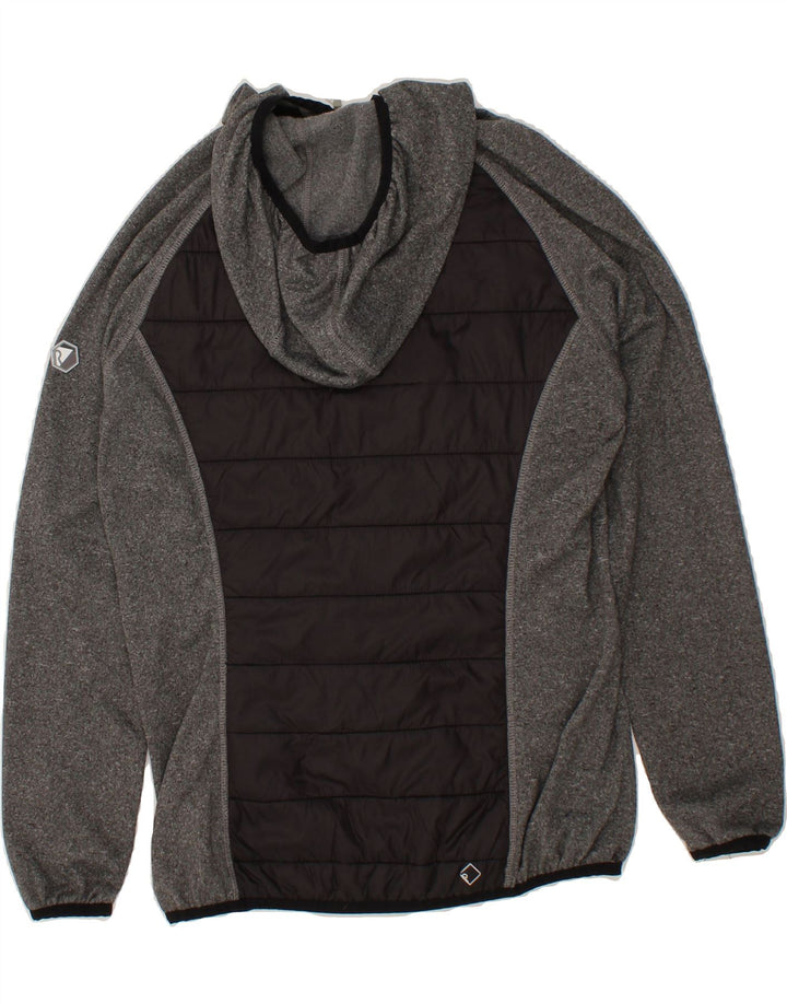 REGATTA Womens Zip Hoodie Sweater UK 14 Large Grey Colourblock Polyester Vintage Regatta and Second-Hand Regatta from Messina Hembry 