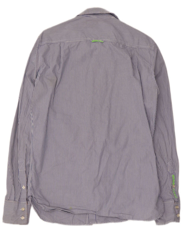 Camicia da uomo Superdry in cotone gessato blu medio
