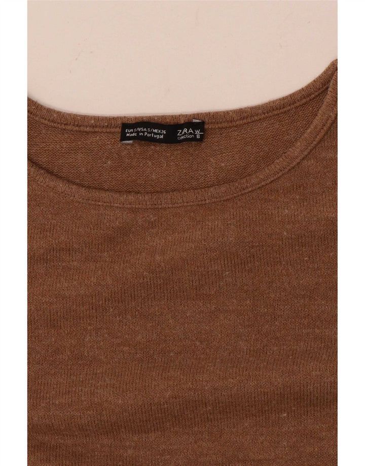 Zara Damen-Oversize-Top mit 3/4-Ärmeln, UK-Größe 10, Small Beige