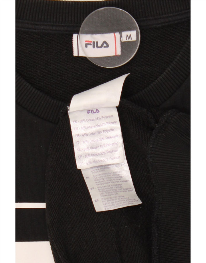 Fila Womens Graphic Sweatshirt Jumper UK 14 Medium Black Cotton
