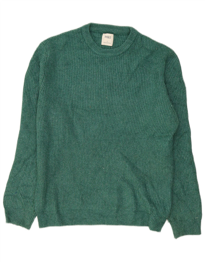 Marks & Spencer Herre sweater med rund hals, stor grøn polyamid