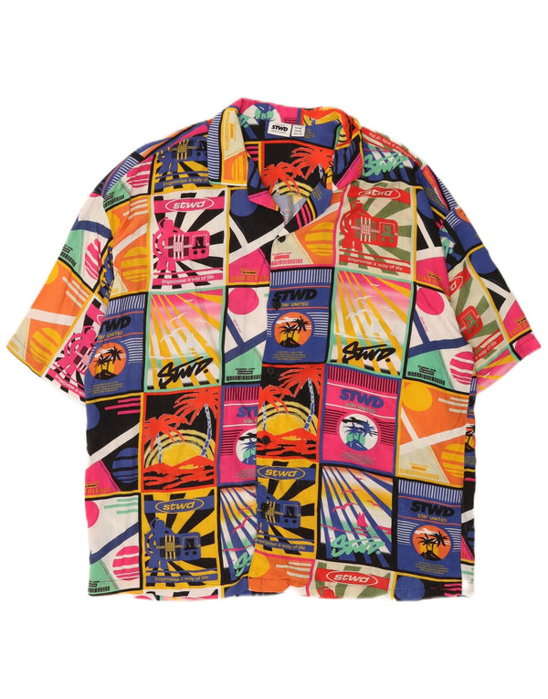 Camicia grafica STWD da uomo Pull & Bear, patchwork hawaiano medio multicolore