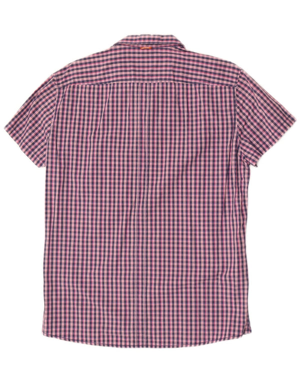 Hugo Boss Chemise à manches courtes pour hommes, grand vichy rose