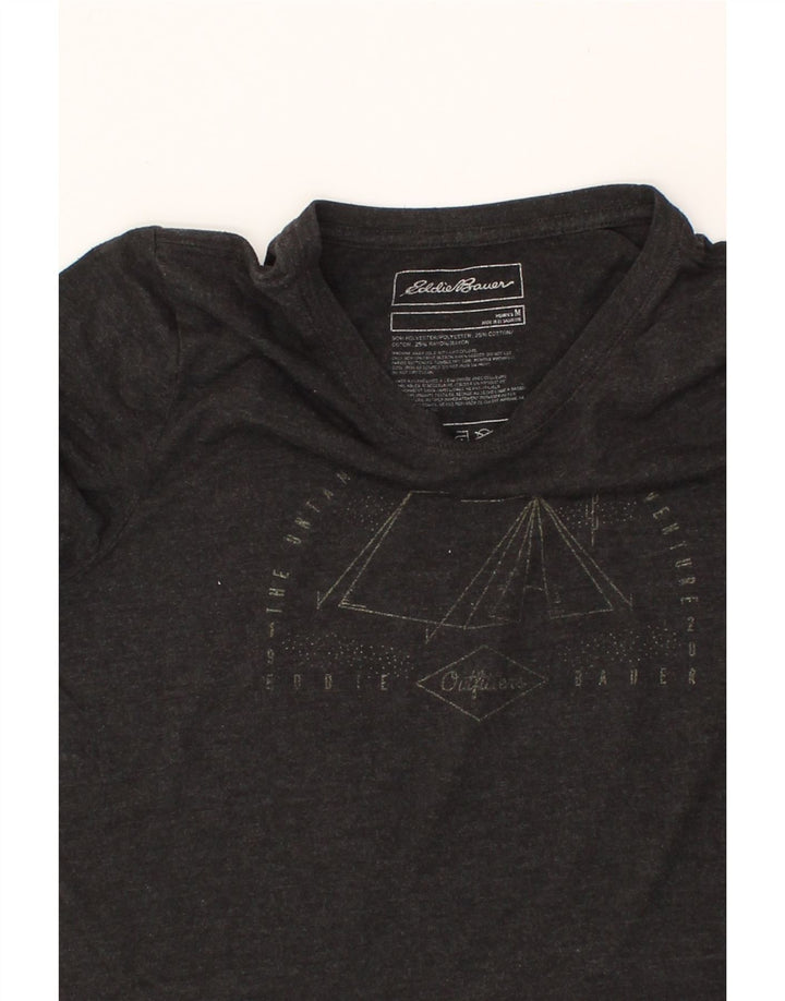 EDDIE BAUER Womens Graphic T-Shirt Top UK 12 Medium Grey Polyester Vintage Eddie Bauer and Second-Hand Eddie Bauer from Messina Hembry 