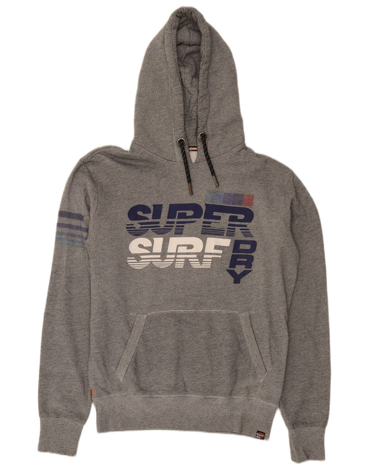 Superdry Mens Graphic Hoodie Jumper Medium Grey Flecked Cotton