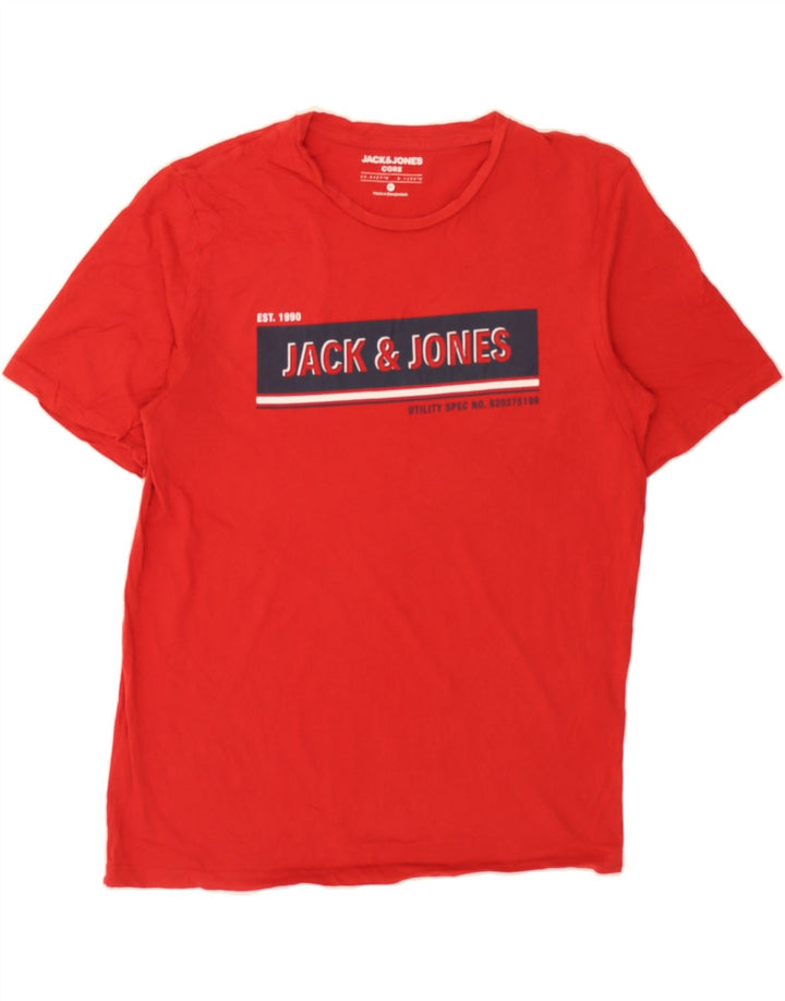 JACK & JONES Mens Graphic T-Shirt Top Medium Red Cotton Vintage Jack & Jones and Second-Hand Jack & Jones from Messina Hembry 