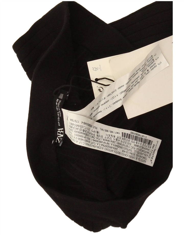 Zara Womens Stirrup Leggings UK 12 Medium Black Cotton