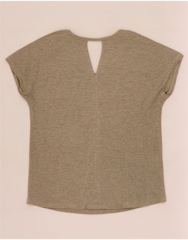 Massimo Dutti Damen Übergroßes T-Shirt Top UK 6 XS Beige Viskose