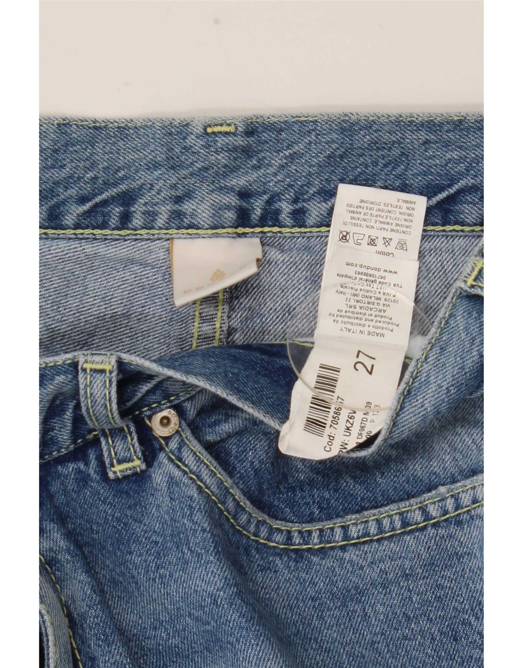 Dondup Womens Distressed Straight Jeans W27 L28 Blue Cotton