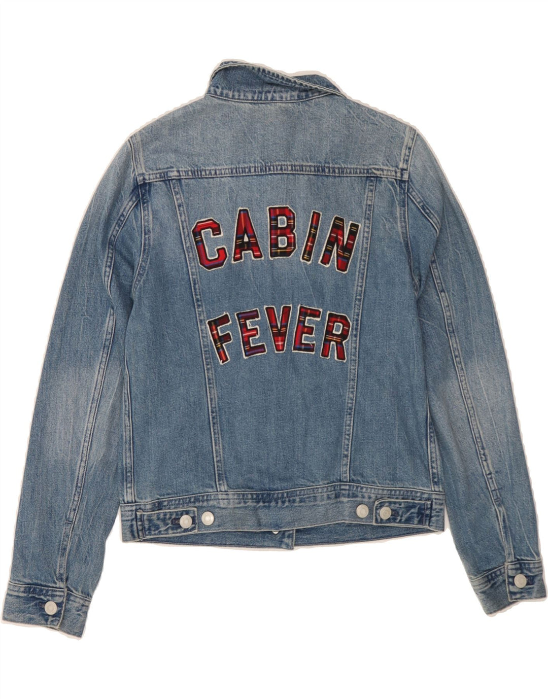J. CREW Womens Graphic Denim Jacket UK 10 Small Blue Cotton Vintage J. Crew and Second-Hand J. Crew from Messina Hembry 
