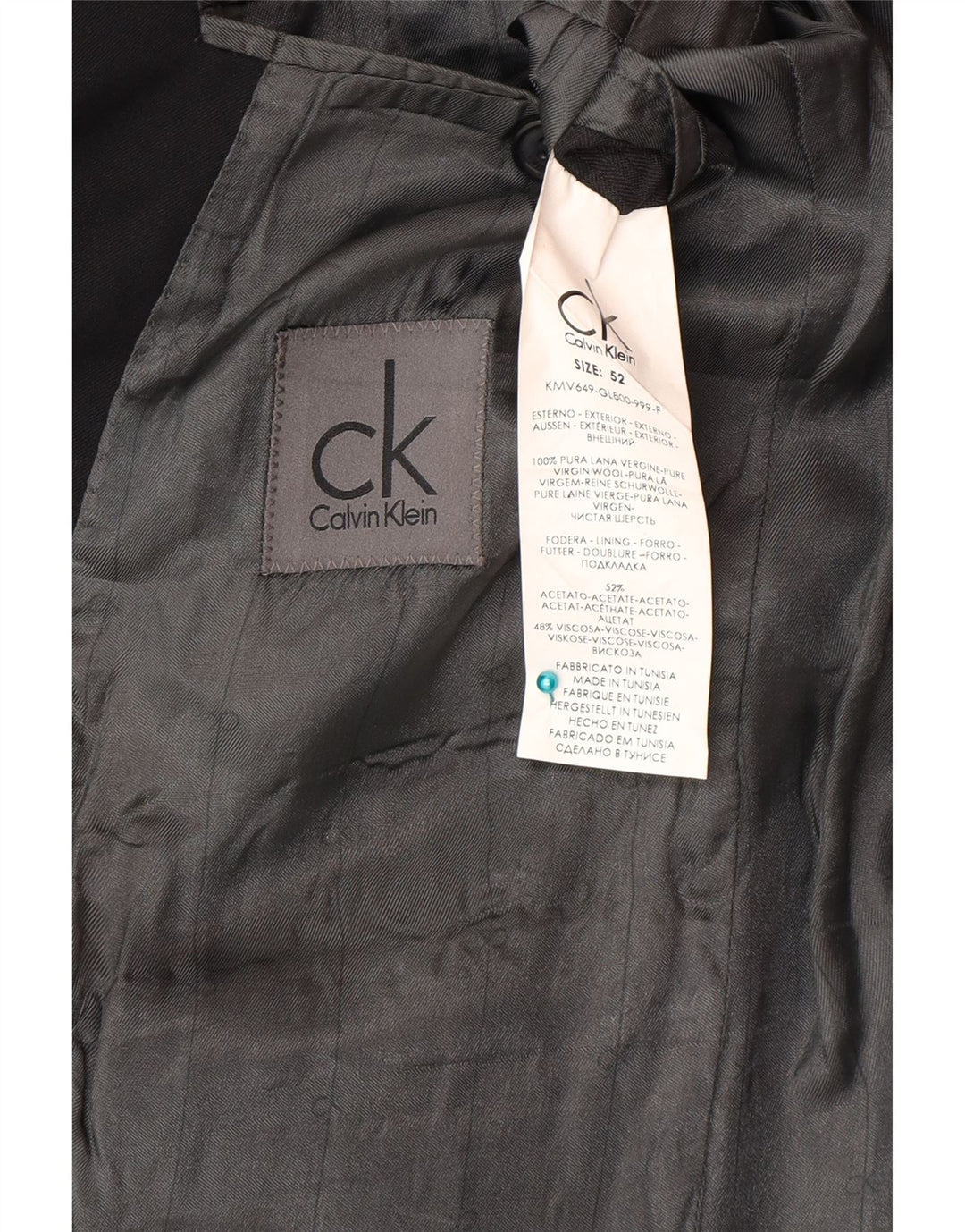 Calvin Klein Mens 2 Button Blazer Jacket IT 52 XL Black Virgin Wool