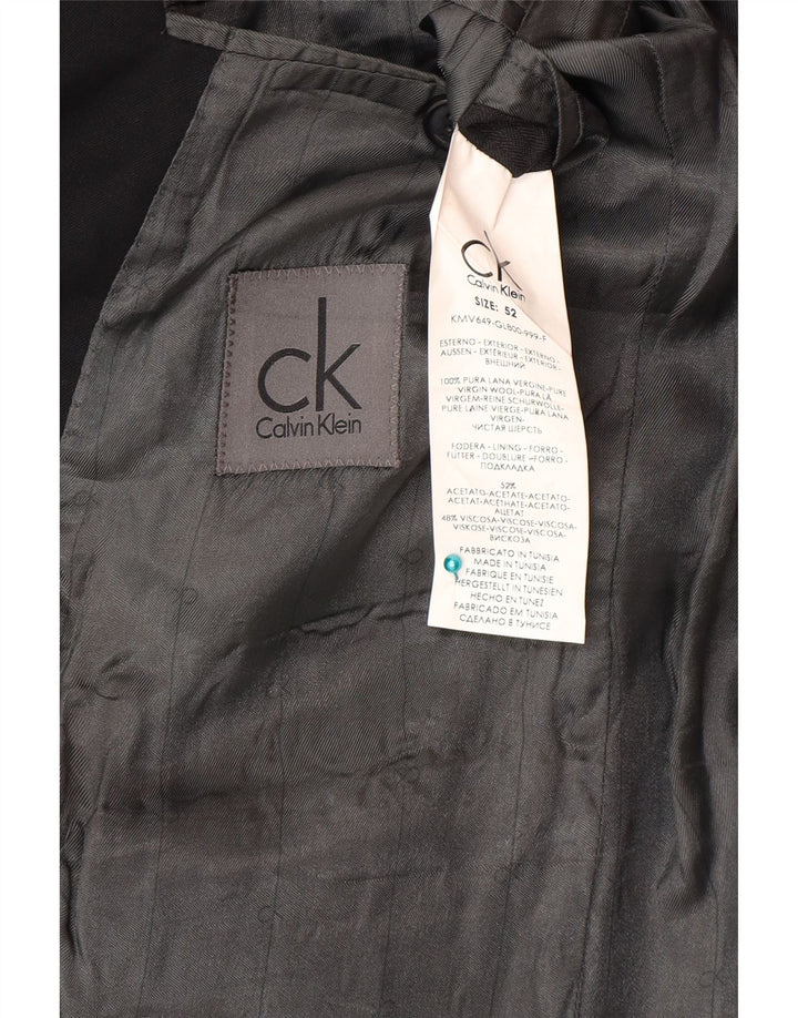 Calvin Klein Mens 2 Button Blazer Jacket IT 52 XL Black Virgin Wool