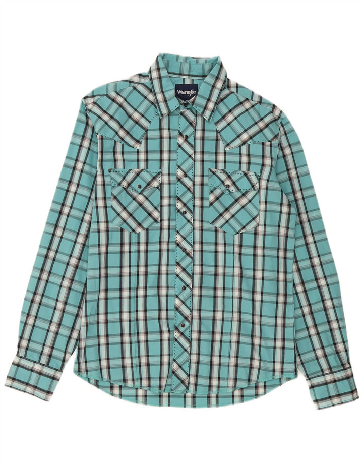 Wrangler herreskjorte medium turkis ternet bomuld