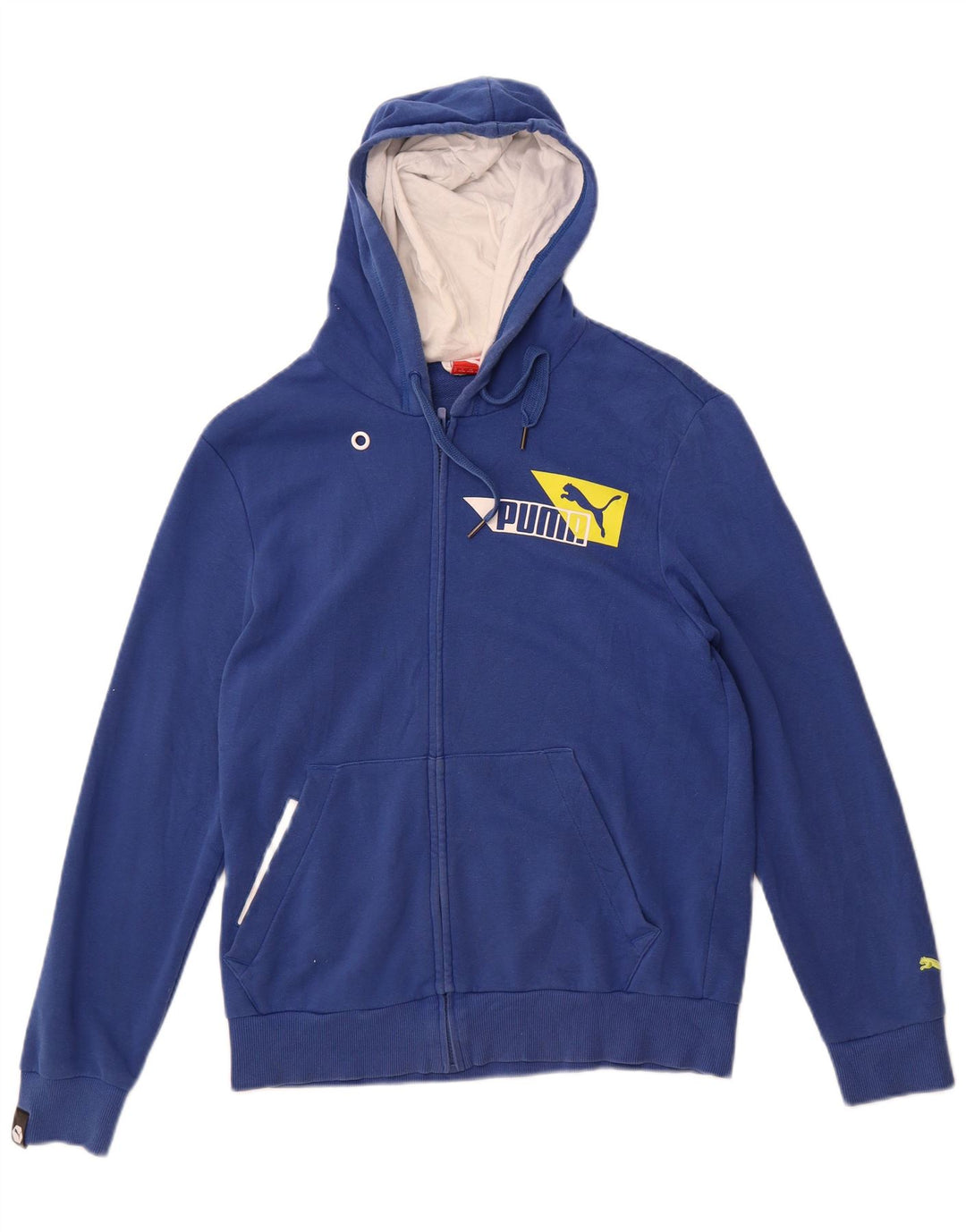 Puma Mens Graphic Zip Hoodie Sweater Small Blue Cotton