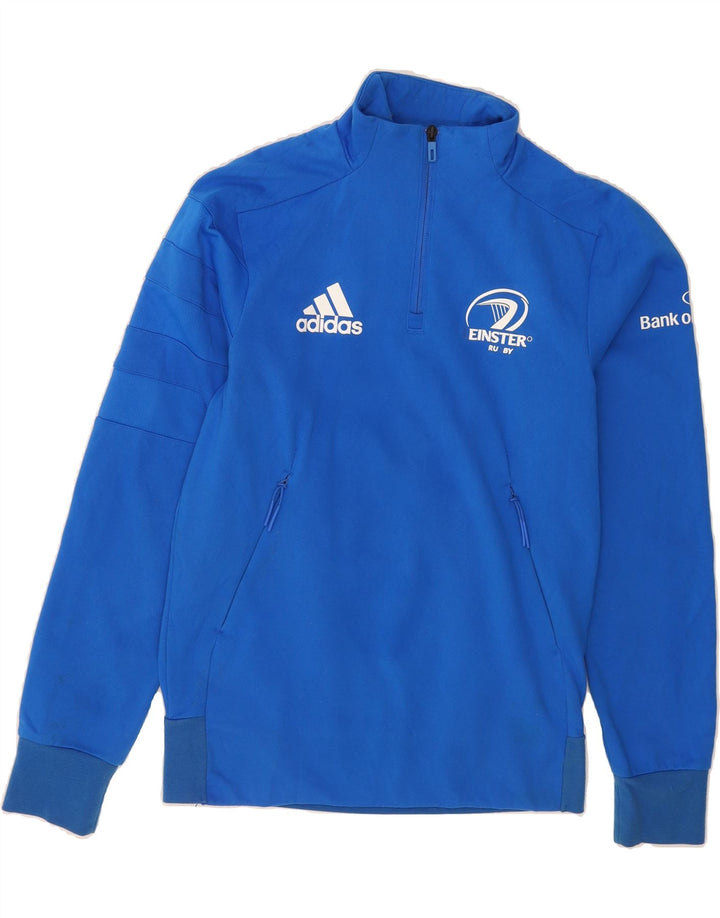 ADIDAS Mens Graphic Zip Neck Sweatshirt Jumper Small Blue Polyester Vintage Adidas and Second-Hand Adidas from Messina Hembry 