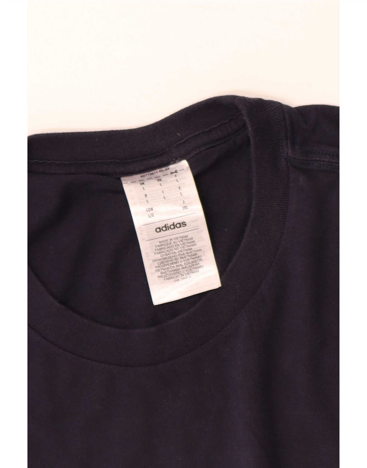 Adidas Mens T-Shirt Top Large Navy Blue Cotton