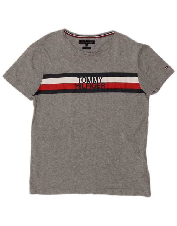 T-shirt grafica da donna Tommy Hilfiger Top UK 14 Colorblock grigio medio