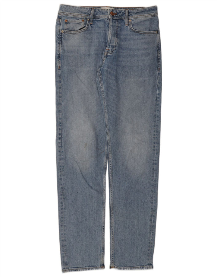 Jack & Jones Mens Straight Jeans W31 L34 Blue Cotton