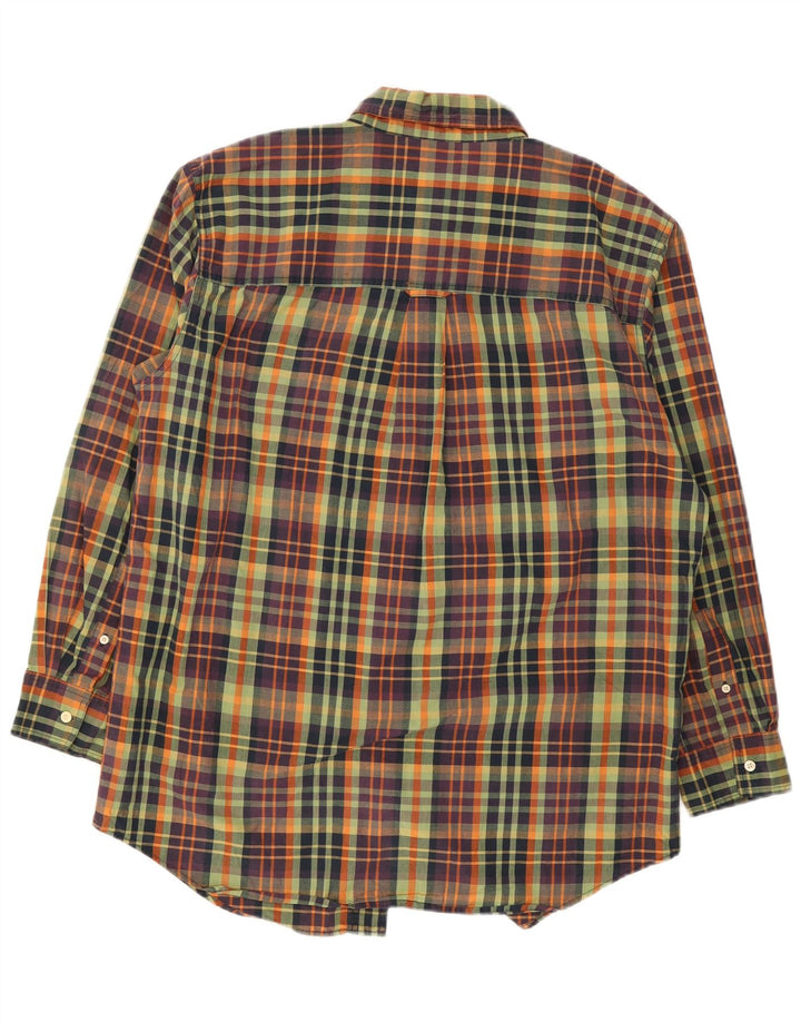 Chaps Mens Easy Care Shirt Large Green Check Cotton