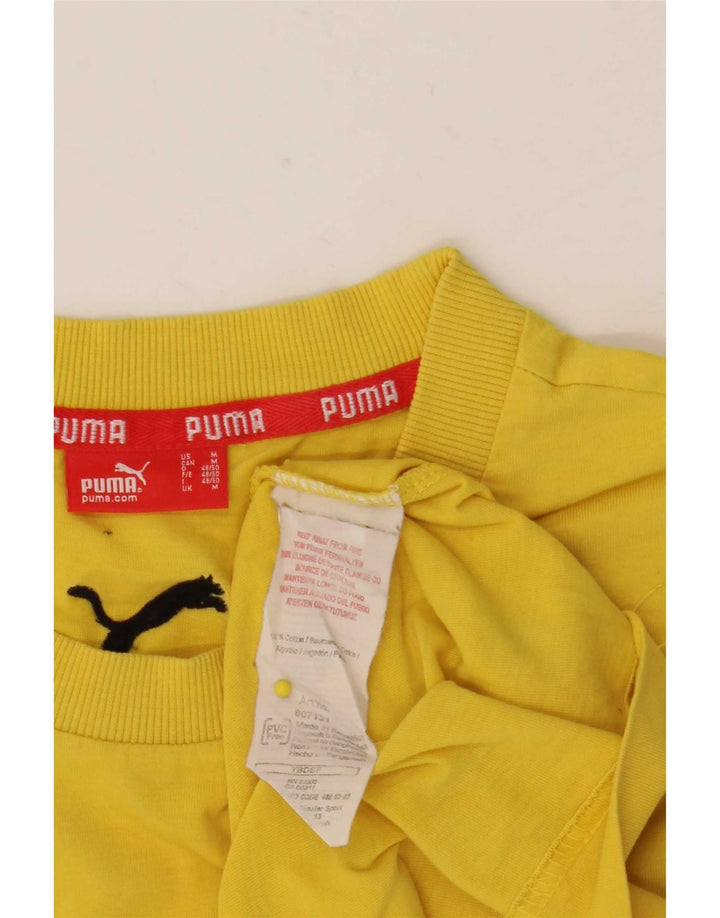 Puma Hombre Camiseta Gráfica Top Algodón Amarillo Medio