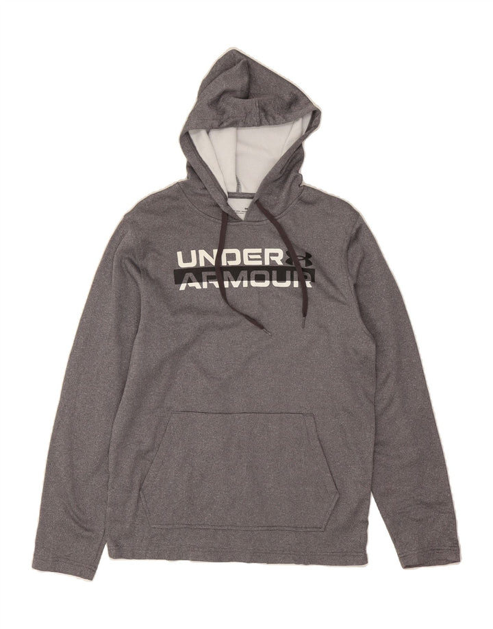 UNDER ARMOUR Mens Graphic Hoodie Jumper Small Grey Polyester Vintage Under Armour and Second-Hand Under Armour from Messina Hembry 
