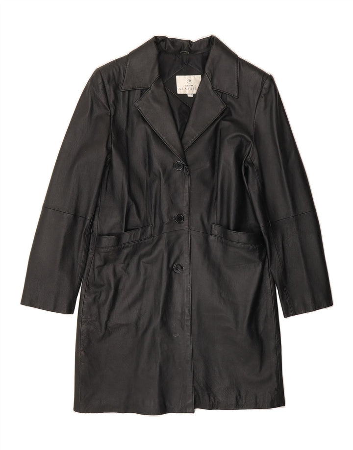 CLASSICS Womens Leather Coat UK 12 Medium Black Leather Vintage Classics and Second-Hand Classics from Messina Hembry 