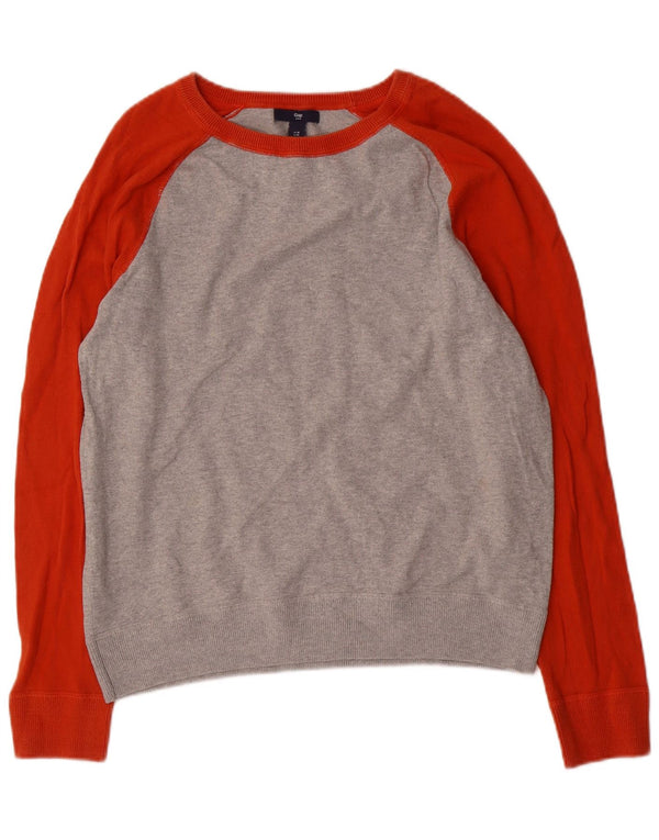 Gap Womens Boat Neck Jumper Sweater UK 14 Medium Grey Colourblock Cotton