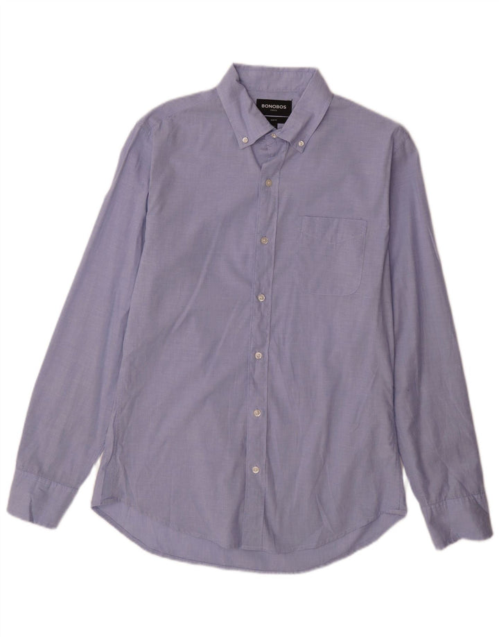 BONOBOS Herre Lang Slim Fit Skjorte Medium Blå Bomuld