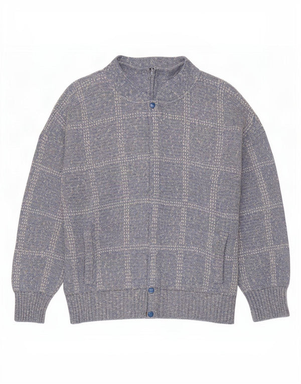 Pulover cardigan pentru bărbați Rodes, XL, acrilic, cu carouri albastre
