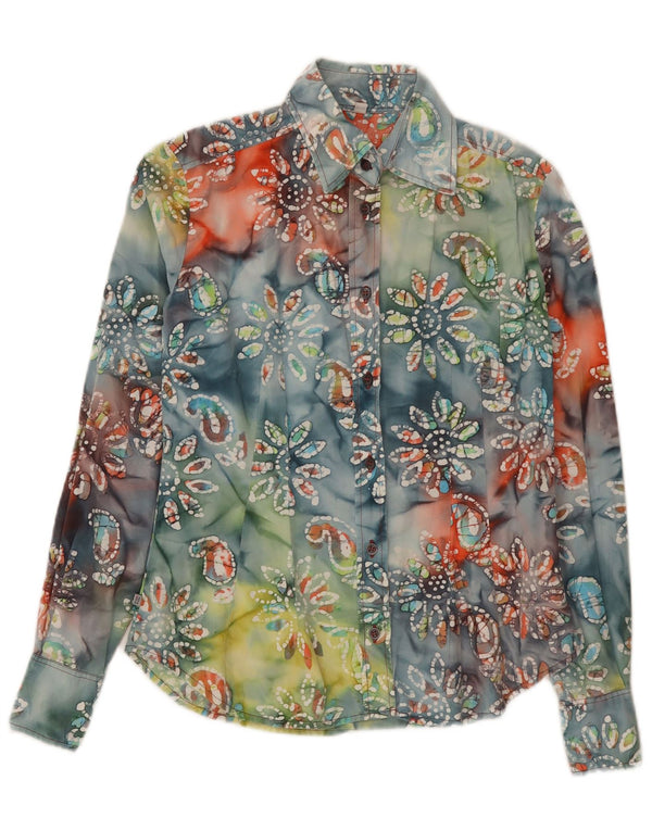 Think Pink Womens Shirt UK 10 Small Multicoloured Floral Cotton