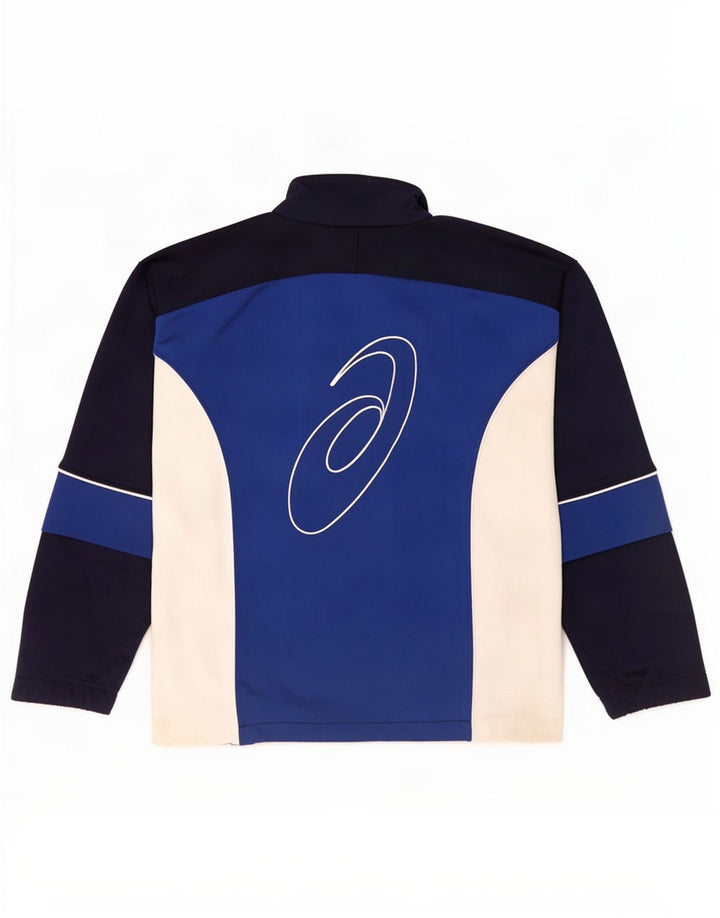 Asics Mens Tracksuit Top Jacket Large Blue Colourblock