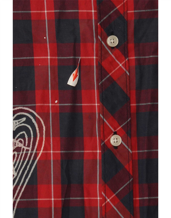 Hurley Mens Graphic Short Sleeve Shirt 2XL Red Check Cotton