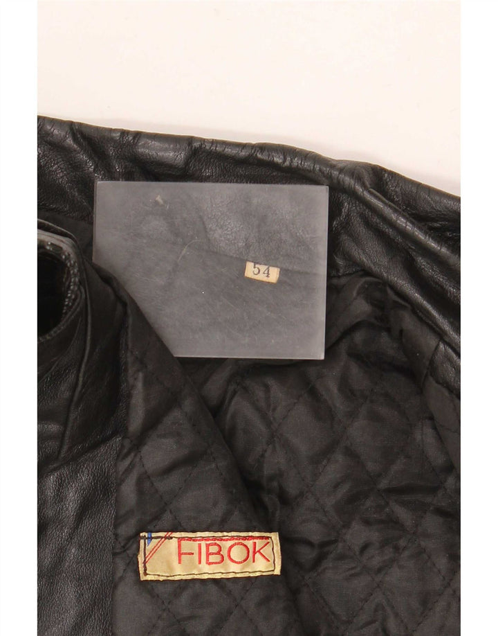 Fibok Chaqueta de cuero para hombre IT 54 2XL Negro