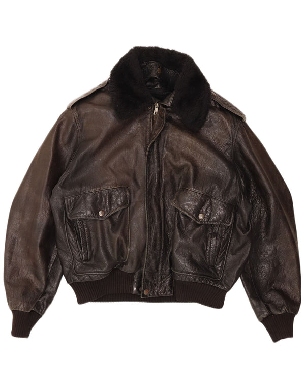 Vintage męska skórzana kurtka wojskowa bomber UK 42 XL czarna