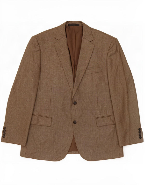 Jaqueta blazer masculina de 2 botões Marks & Spencer Reino Unido 44 XL marrom poliéster
