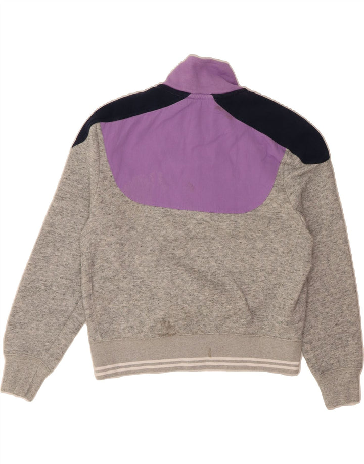 JACK WILLS Womens Crop Sweatshirt Jumper UK 14 Large Grey Colourblock Vintage Jack Wills and Second-Hand Jack Wills from Messina Hembry 