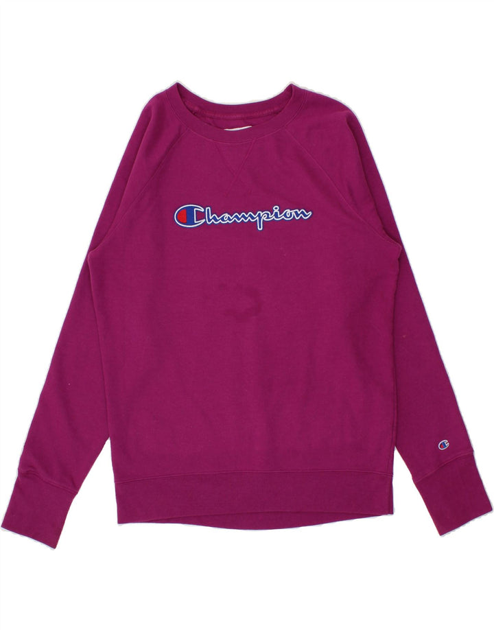 CHAMPION Womens Graphic Sweatshirt Jumper UK 14  Medium Maroon Polyester Vintage Champion and Second-Hand Champion from Messina Hembry 