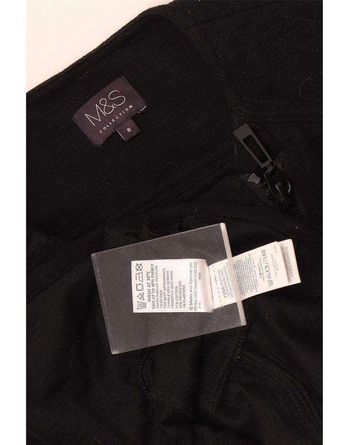 Marks & Spencer Damen Racer Jacke UK 8 Small Schwarze Baumwolle